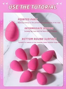 BANFI 8PCS Mini Makeup Sponge,Suitable for Cream & Powder Concealer, Loose Powder makeup applicator - Hot Pink - View 6