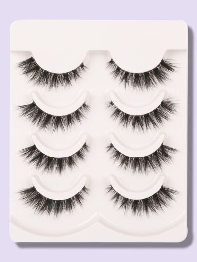 Separated False Eyelashes, 4 Pairs 13mm Natural Cross Cute Cat Eye Eyelashes Strip Lashes, Lashes, Eyelashes, Fake Lashes