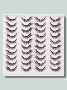 超長假睫毛，20對12毫米天然十字狐眼柳條 - 黑色 - 查看 1