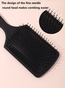 1入組防靜電髮刷塑料梳理器，輕鬆滑過纏結器，塑料梳理器，吹乾和拉直，大方形發墊刷，適合濃密/捲曲/稀疏/長/短髮濕幹所有頭髮類型，適合女士男士 - 黑色 - 查看 3