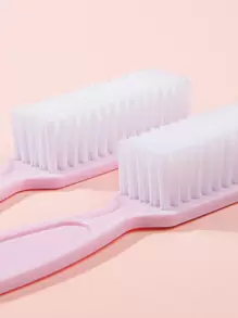 Bộ 2 bàn chải móng tay cầm màu hồng, bàn chải làm sạch móng tay, dụng cụ làm móng, bộ bàn chải làm sạch, dùng để làm sạch móng chân và móng tay, bàn chải làm sạch móng tay - Hồng - Xem 3