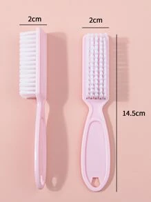 Bộ 2 bàn chải móng tay cầm màu hồng, bàn chải làm sạch móng tay, dụng cụ làm móng, bộ bàn chải làm sạch, dùng để làm sạch móng chân và móng tay, bàn chải làm sạch móng tay - Hồng - Xem 5