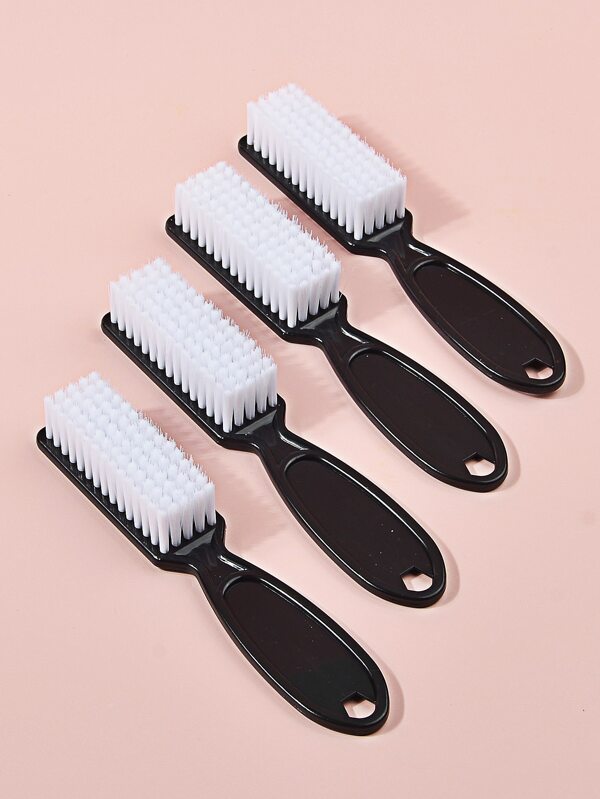 2pcs Black Handle Grip Nail Brush, Hand Fingernail Cleaner Brush