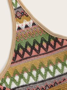 Soleia 幾何印花掛脖上衣 - 芥末黃 - 查看 3