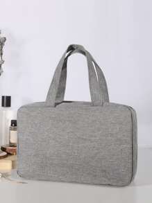 Large Hanging Toiletry Bag, Waterproof Foldable Handbag, Travel Cosmetic Bag, Razor Storage Bag, Women's Makeup Bag, School Supplies, College Dorm Essentials, Student Cruise Necessities, Summer Travel Must-Have, Beach Holiday Items, School Dorm Necessities, Back To School Supplies - Light Grey - View 6