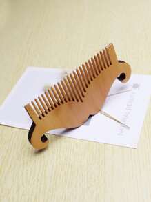 1pc Men Wooden Mustache Design Beard Comb - Multicolor - View 2