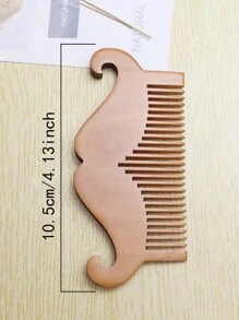 1pc Men Wooden Mustache Design Beard Comb - Multicolor - View 4
