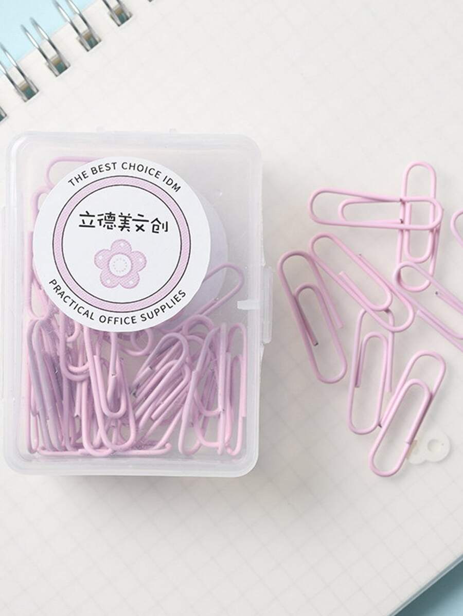 50 cái kẹp giấy ngẫu nhiên bằng thép không gỉ - Hồng - Xem 1