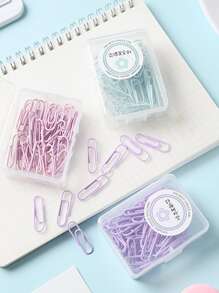 50pcs Stainless Steel Solid Random Color Paper Clip, Modern Multi-purpose Nonskid Paper Clip For Office, School