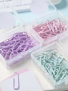50pcs Stainless Steel Solid Random Color Paper Clip, Modern Multi-purpose Nonskid Paper Clip For Office, School