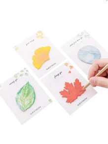 1pc Ginkgo Leaf Shaped Sticky Note - Yellow - View 2