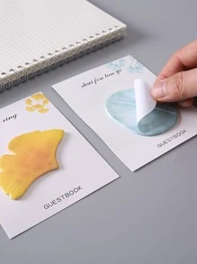 1pc Ginkgo Leaf Shaped Sticky Note - Yellow - View 4