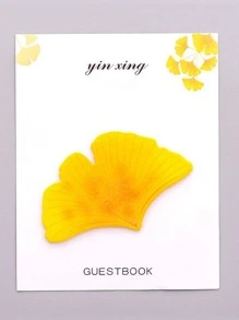 1pc Ginkgo Leaf Shaped Sticky Note - Yellow - View 1