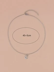 Moon & Rabbit Charm Necklace - Antique Silver - View 4