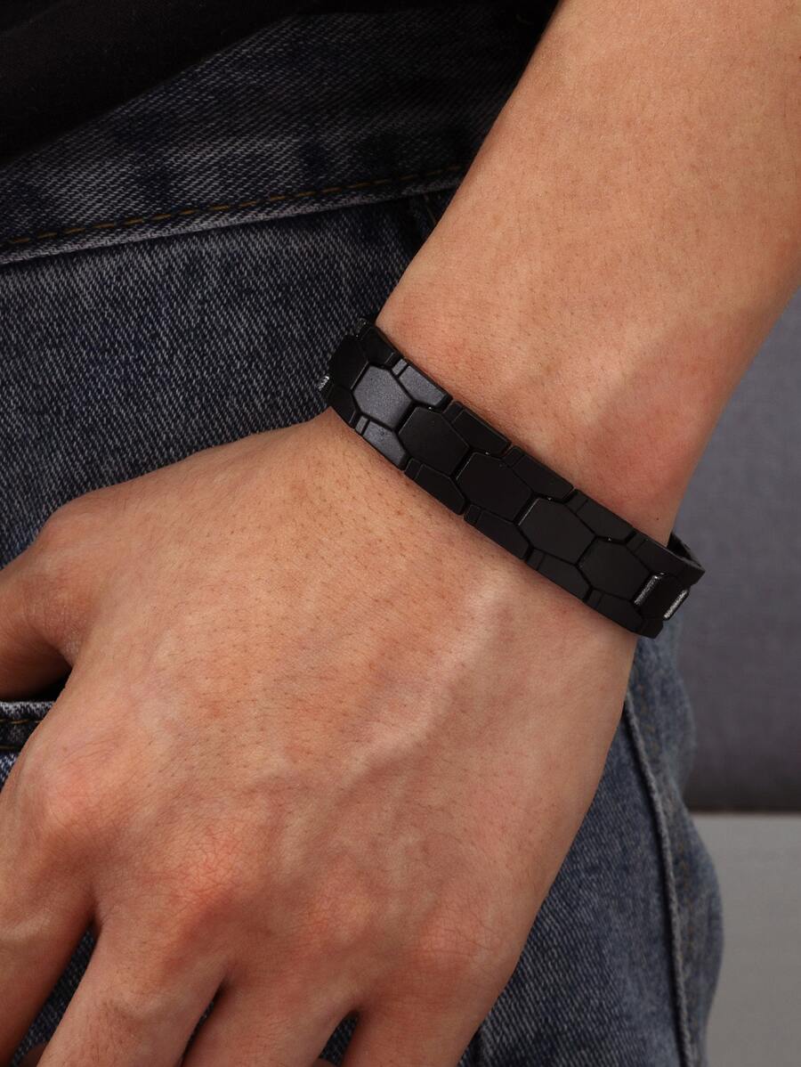 Men Minimalist Bracelet - Black - View 1