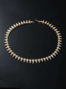 1 PC Thời Trang Kim Cương Giả & Argyle Trang Trí Dây Chuyền Vòng Cổ Dành Cho Nữ Cho Trang Trí Hàng Ngày Dây Chuyền Bling Đá Ra Ngoài - Vàng - Xem 3