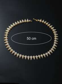 1 PC Thời Trang Kim Cương Giả & Argyle Trang Trí Dây Chuyền Vòng Cổ Dành Cho Nữ Cho Trang Trí Hàng Ngày Dây Chuyền Bling Đá Ra Ngoài - Vàng - Xem 4