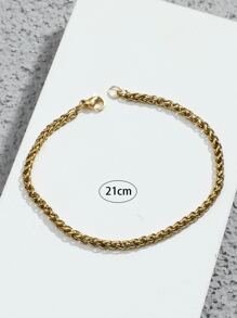 1pc Fashion Solid Chain Bracelet For Men For Gift - Yellow Gold - View 3