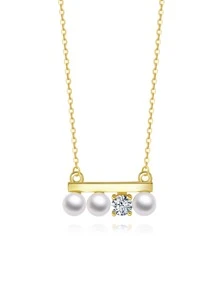 1 件时尚仿珍珠装饰银吊坠项链女士礼物