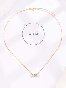 1 件时尚仿珍珠装饰银吊坠项链女士礼物