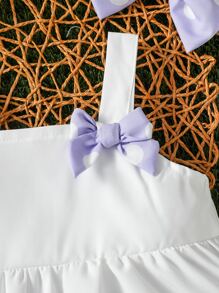 嬰兒女孩冰淇淋印花蝴蝶結前繫背心 & 短褲 - 彩色 - 查看 5