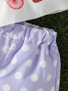 嬰兒女孩冰淇淋印花蝴蝶結前繫背心 & 短褲 - 彩色 - 查看 6