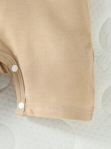 Baby Boy Plaid Print Polo Neck Romper - Apricot - View 4