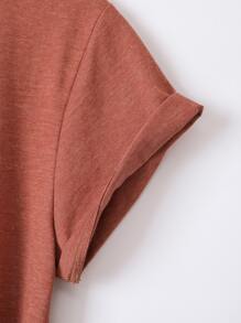 INAWLY Camiseta con estampado de slogan - Naranja Quemada - Ver 3