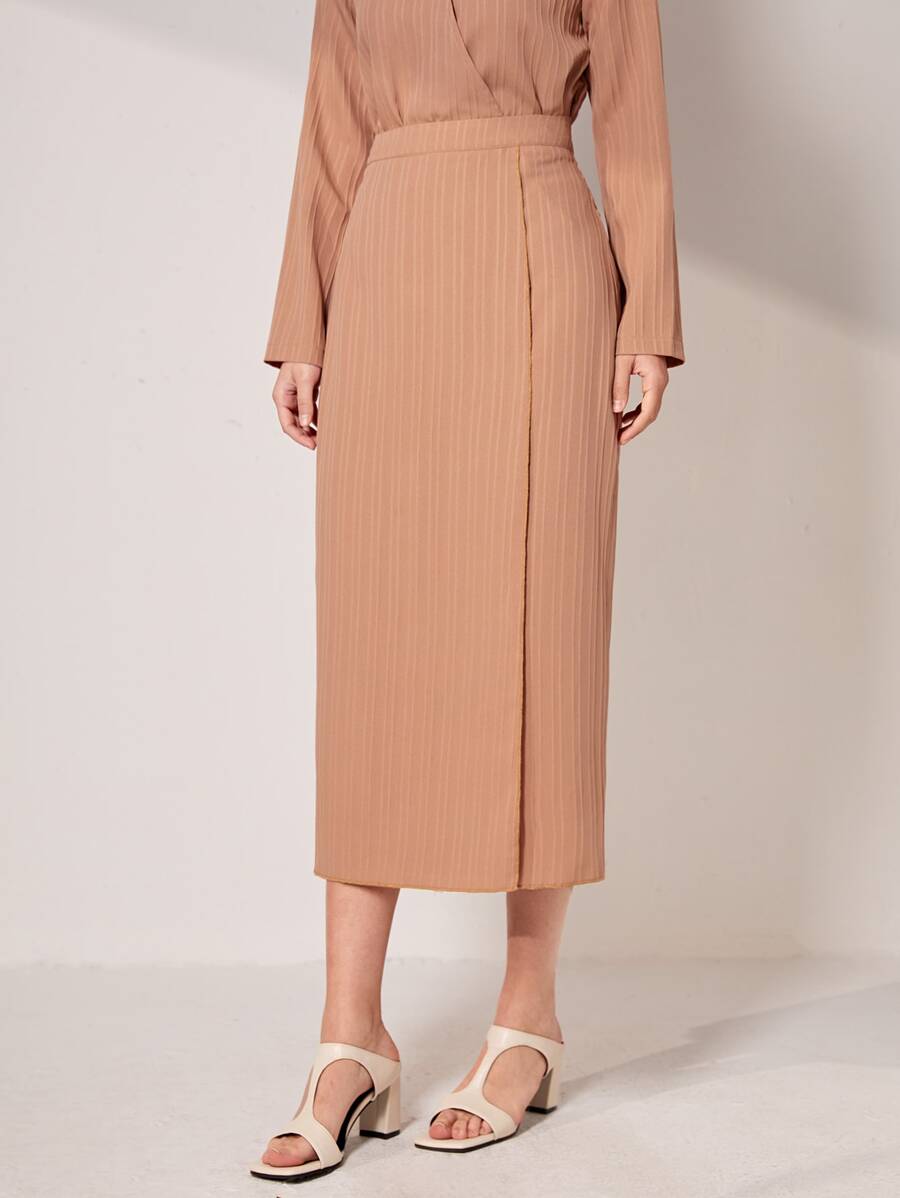 Mulvari Solid Wrap Front Skirt | SHEIN USA