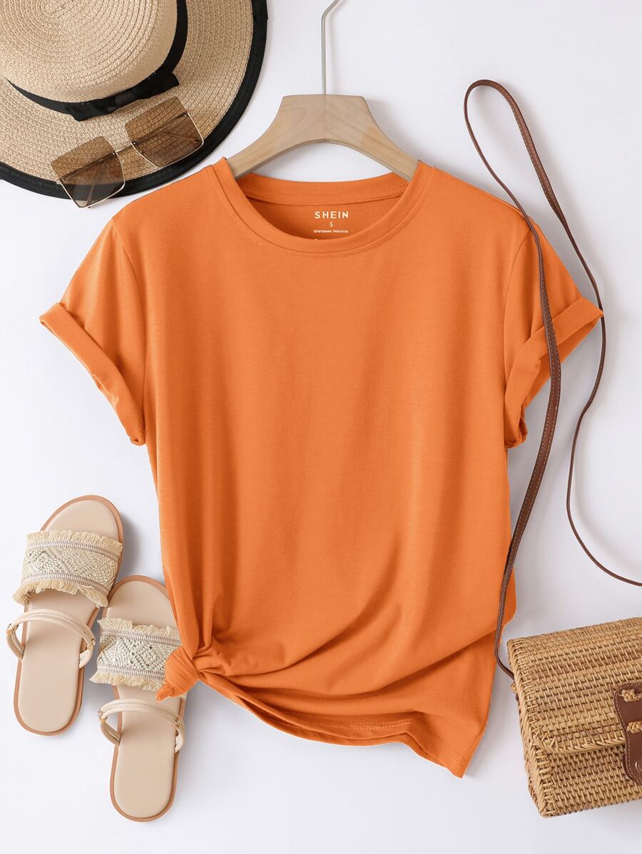 SHEIN Essnce 素色圓領T恤
