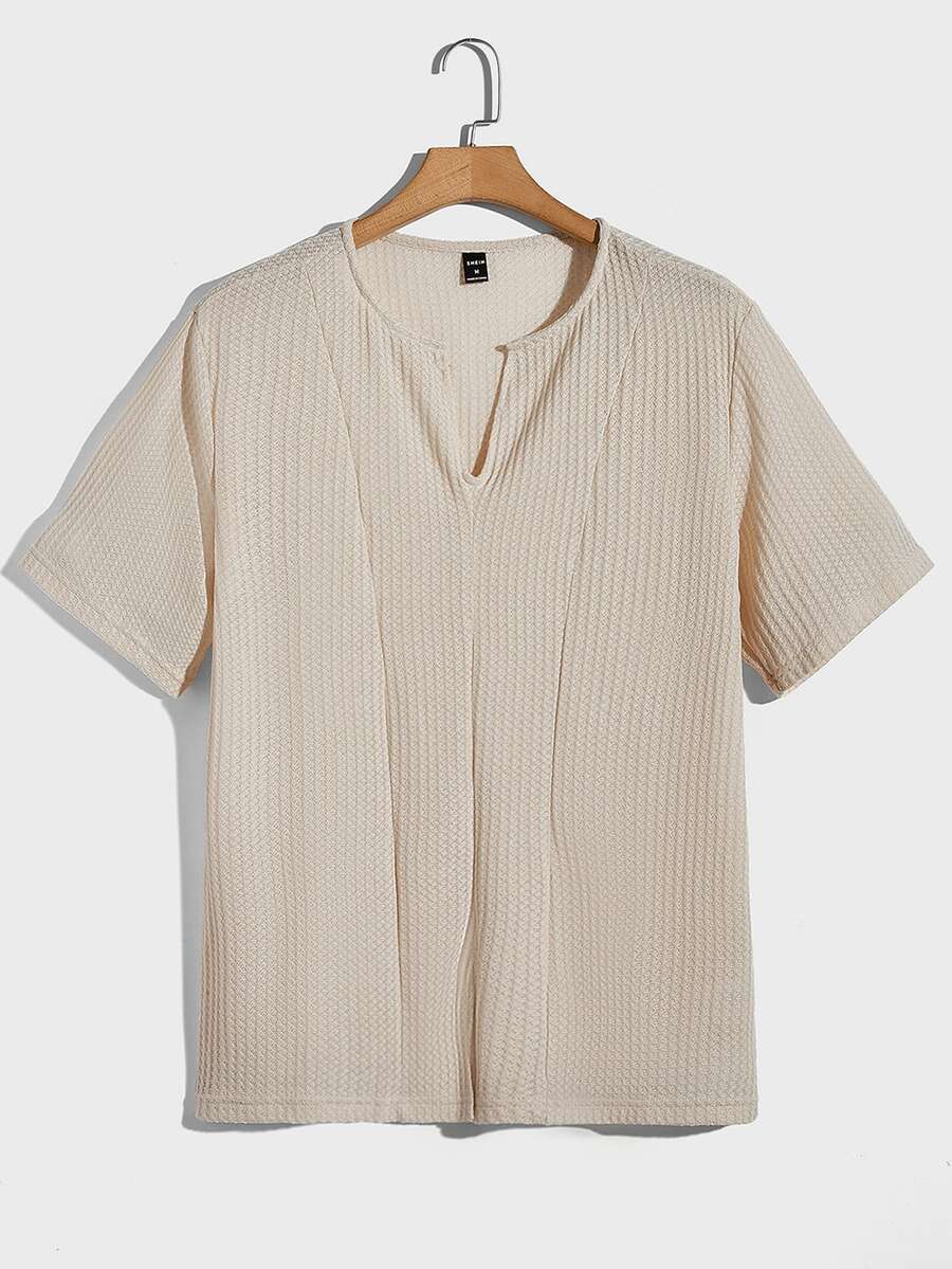 Manfinity Men Solid Notched Neck Tee - Apricot - View 1