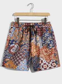 Manfinity RSRT Loose Fit Men's Paisley Printed Shorts With Drawstring Waist - Multicolor - View 1
