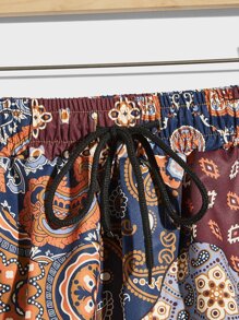 Manfinity RSRT Loose Fit Men's Paisley Printed Shorts With Drawstring Waist - Multicolor - View 3