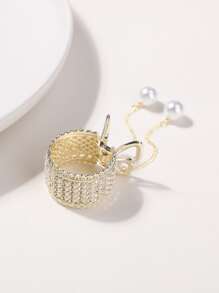 1pc Women Rhinestone & Faux Pearl Decor Luxury Hair Claw - Multicolor - View 1