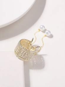 1pc Women Rhinestone & Faux Pearl Decor Luxury Hair Claw - Multicolor - View 3