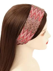 1pc Women Chevron Pattern Boho Hair Band, For Daily Life - Multicolor - View 3