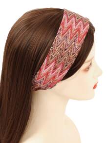 1pc Women Chevron Pattern Boho Hair Band, For Daily Life - Multicolor - View 6