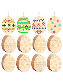 8pcs Easter DIY Hand Paint Wooden Board - Apricot - View 1