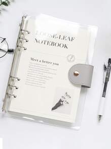 1 pieza Cuaderno con hoja suelta con estampado de slogan - Plateado - Ver 1