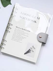 1 pieza Cuaderno con hoja suelta con estampado de slogan - Plateado - Ver 2