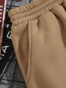 Manfinity Dauomo Men Drawstring Waist Slant Pocket Shorts - Khaki - View 5