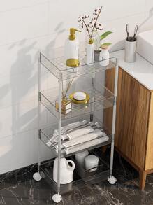 1pc PET Storage Rack, Modern Multi-Layer Storage Rack For Home Bathroom - Clear - View 1