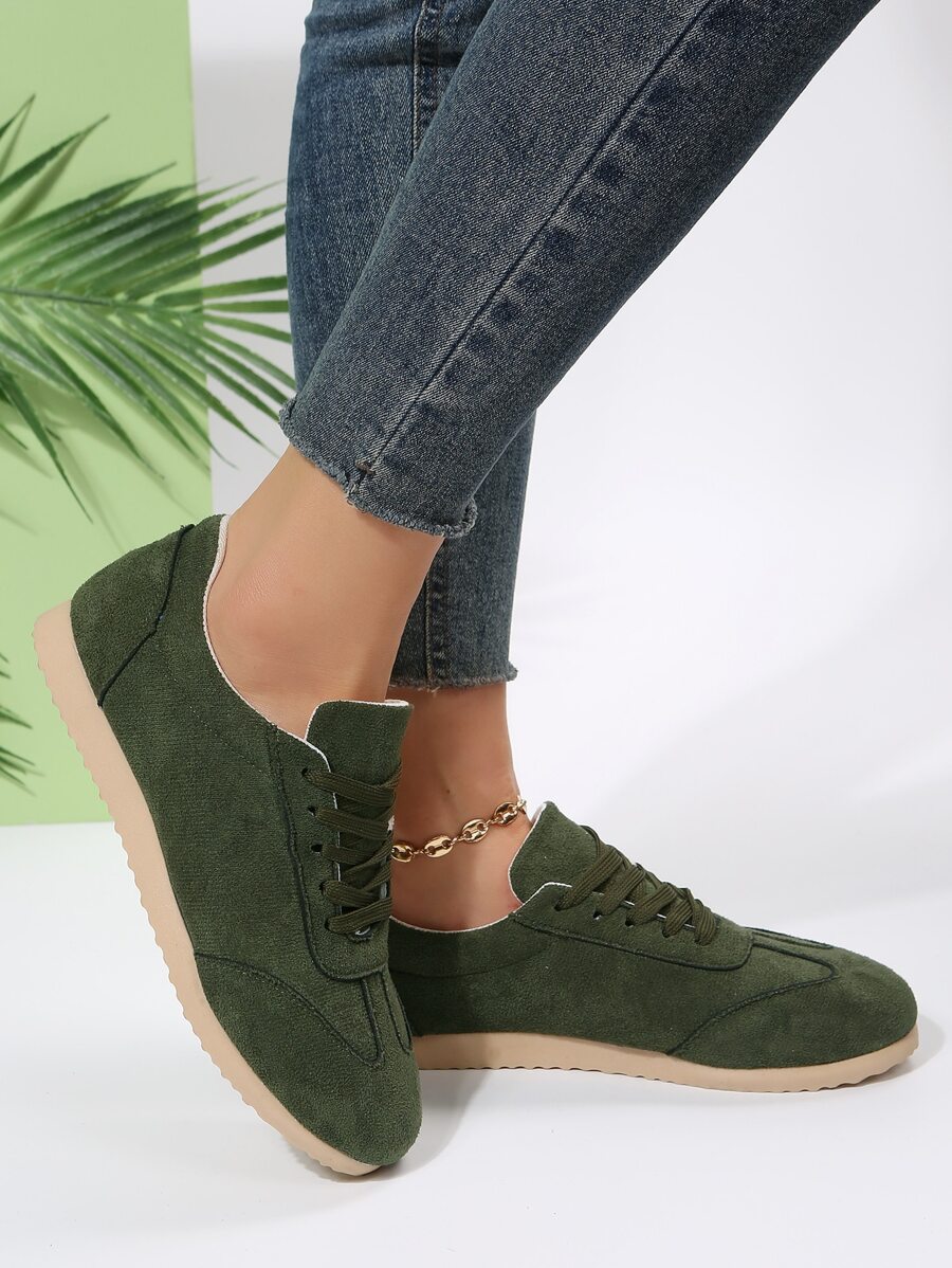 經典Agan風格女士平底休閒系帶鞋，四季皆宜