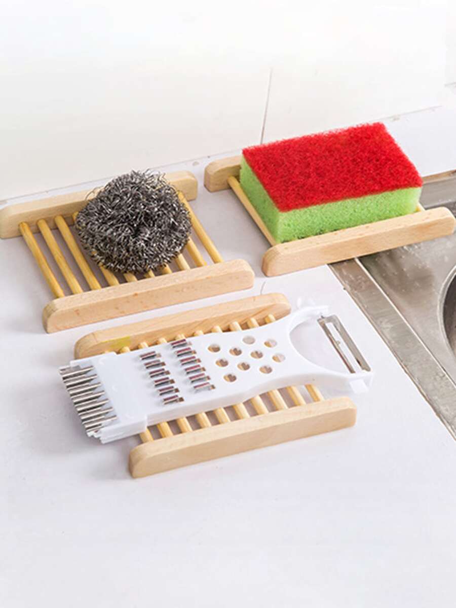 1 Đĩa đựng xà phòng bằng gỗ, Giá đựng xà phòng đơn giản cho phòng tắm - Màu be - Xem 1