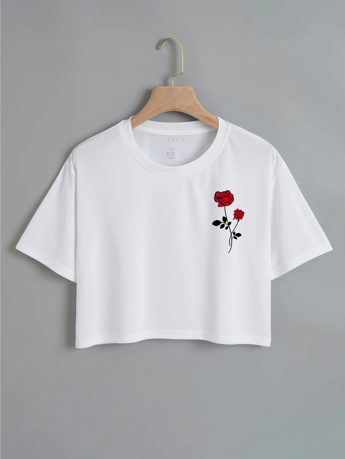 SHEIN EZwear Áo thun nữ Hoa Giải trí - trắng - Xem 1