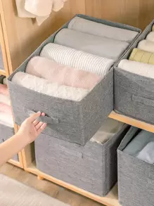 1pc Solid Foldable Storage Box - Khaki - View 12