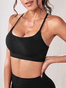 Yoga Sxy Crisscross Backless Sports Bra - Black - View 2