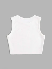 ROMWE Kawaii Star Rhinestone Tank Top - White - View 2