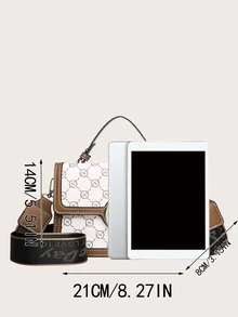 All Over Print Square Bag Metal Decor Top Handle For Daily - Multicolor - View 4