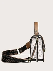 All Over Print Square Bag Metal Decor Top Handle For Daily - Multicolor - View 7